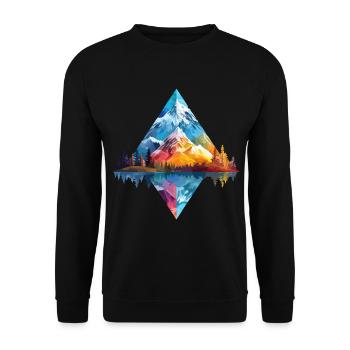 Natur Abenteuer Wildnis Berge Wald Bäume Bunt - Unisex Pullover - Schwarz - Vorne - Alina (178cm) & Michal (187cm)
