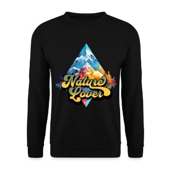 Natur Abenteuer Wildnis Berge Wald Bäume Bunt - Unisex Pullover - Schwarz - Vorne - Alina (178cm) & Michal (187cm)