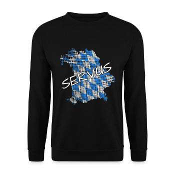Servus Bayern Bayern, bayrisches original, Urbayer - Unisex Pullover - Schwarz - Vorne - Alina (178cm) & Michal (187cm)