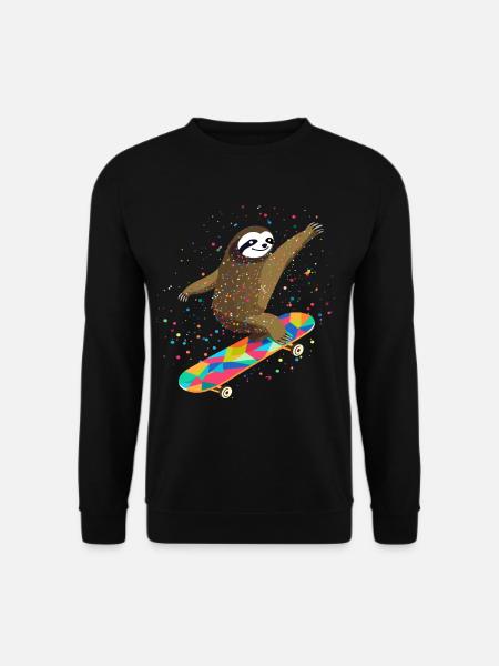 Skateboarding Faultier für Skaters - Unisex Pullover - Schwarz
