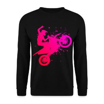 Dirt Biker Dirt Bike Freestyle Motocross - Unisex Pullover - Schwarz - Vorne - Alina (178cm) & Michal (187cm)
