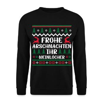 Happy ass nights you wine holes - Unisex Sweatshirt - black - Front - Alina (178cm) & Michal (187cm)