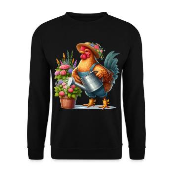 Chicken as gardener - Unisex Sweatshirt - black - Front - Alina (178cm) & Michal (187cm)
