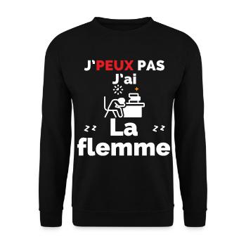 J'Peux pas j'ai la flemme - Sweat-shirt Unisexe - noir - Devant - Alina (178cm) & Michal (187cm)
