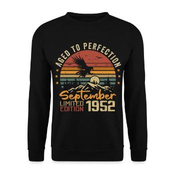 September 1952 Birthdays born in September 1952 - Unisex Sweatshirt - black - Front - Alina (178cm) & Michal (187cm)