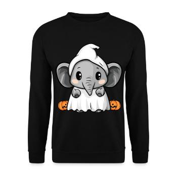 Éléphant Halloween Bande dessinée Fantôme - Sweat-shirt Unisexe - noir - Devant - Alina (178cm) & Michal (187cm)