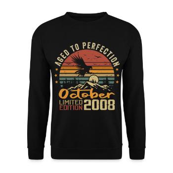 Vintage October 2008 - October 2008 Retro Gift - Unisex Sweatshirt - black - Front - Alina (178cm) & Michal (187cm)