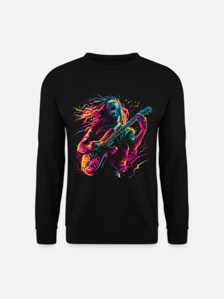 Gitarrist E-Gitarre Rock Punk Metal Splash Neon - Unisex Pullover - Schwarz
