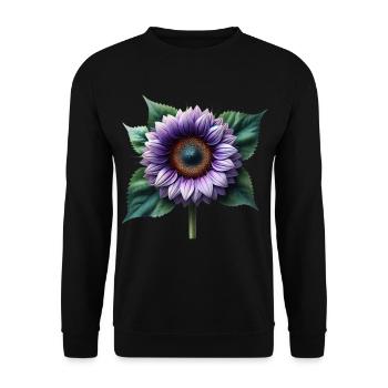 Sonnenblume violett Blumenranke Blume floral - Unisex Pullover - Schwarz - Vorne - Alina (178cm) & Michal (187cm)