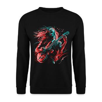 Gitarrist E-Gitarre Rock Punk Metal Splash Neon - Unisex Pullover - Schwarz - Vorne - Alina (178cm) & Michal (187cm)