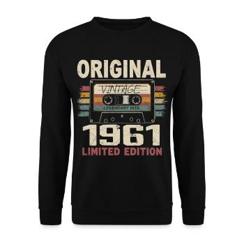 1961 Birthday Gift 1961 Vintage 1961 Retro - Unisex Sweatshirt - black - Front - Alina (178cm) & Michal (187cm)