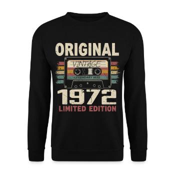 1972 cadeau anniversaire 1972 vintage 1972 rétro - Sweat-shirt Unisexe - noir - Devant - Alina (178cm) & Michal (187cm)