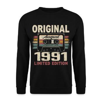 Août 1991 August 1991 Cadeau Août 1991 August 1991 - Sweat-shirt Unisexe - noir - Devant - Alina (178cm) & Michal (187cm)