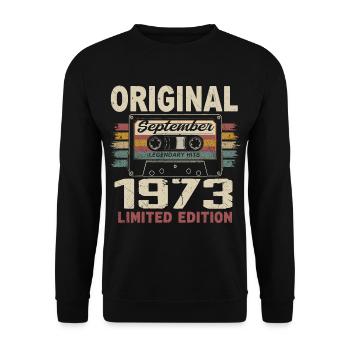 September 1973 Birthday, born in September 1973 - Unisex Sweatshirt - black - Front - Alina (178cm) & Michal (187cm)