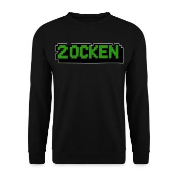 Schriftzug zocken Retro Computer - Unisex Pullover - Schwarz - Vorne - Alina (178cm) & Michal (187cm)