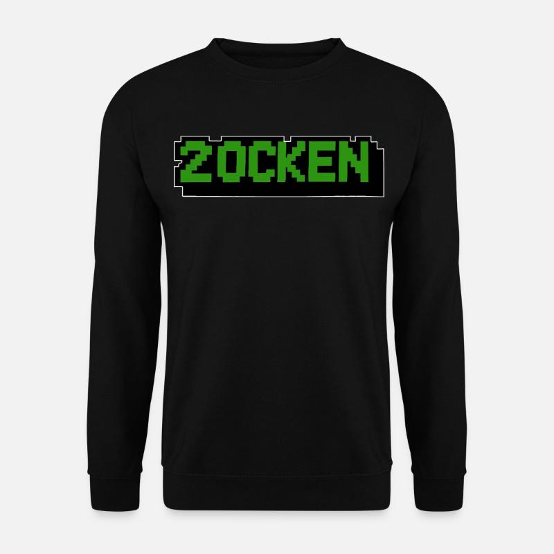Lettering Zocken Retro Computer - Unisex Sweatshirt - black