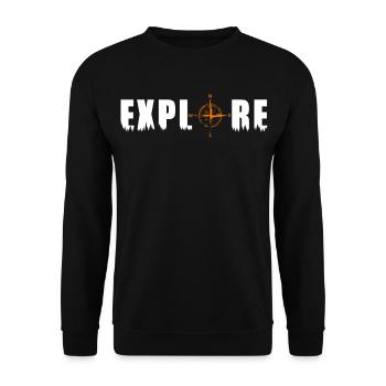 Explore Motiv mit einem Kompass - Unisex Pullover - Schwarz - Vorne - Alina (178cm) & Michal (187cm)