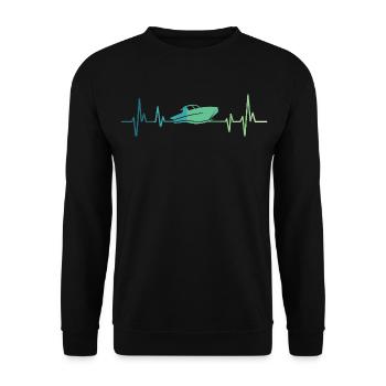 Heartbeat-Schnellboot-Sportboot - Unisex Pullover - Schwarz - Vorne - Alina (178cm) & Michal (187cm)