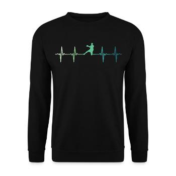 Handball, Herzschlag, Handball - Unisex Pullover - Schwarz - Vorne - Alina (178cm) & Michal (187cm)
