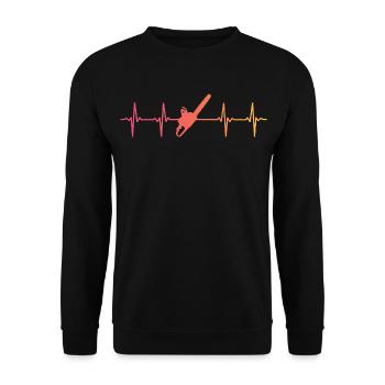 Lumberjack Sunset Heartbeat Chainsaw - Unisex Sweatshirt - black - Front - Alina (178cm) & Michal (187cm)