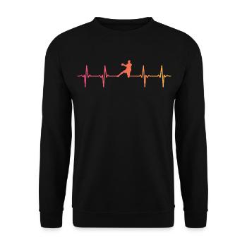 Handball Sunset Heartbeat Handballer - Unisex Pullover - Schwarz - Vorne - Alina (178cm) & Michal (187cm)