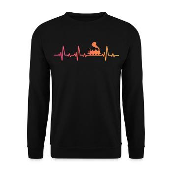 Sunset Heartbeat Train Lokomotivzug - Unisex Pullover - Schwarz - Vorne - Alina (178cm) & Michal (187cm)