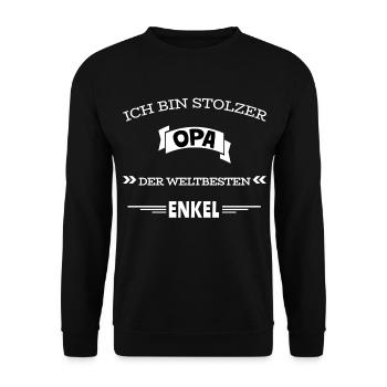 Stolzer Opa der weltbesten Enkel - Unisex Pullover - Schwarz - Vorne - Alina (178cm) & Michal (187cm)