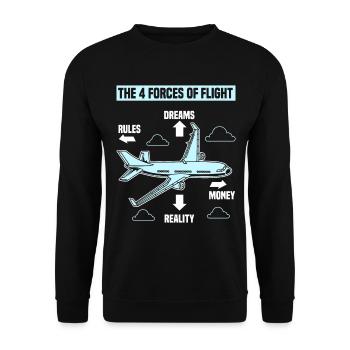 The Four 4 Forces Of Flight Spruch Geschenk TShirt - Unisex Pullover - Schwarz - Vorne - Alina (178cm) & Michal (187cm)