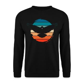 Krähe Rabe Vogel Vintage Retro Design - Unisex Pullover - Schwarz - Vorne - Alina (178cm) & Michal (187cm)