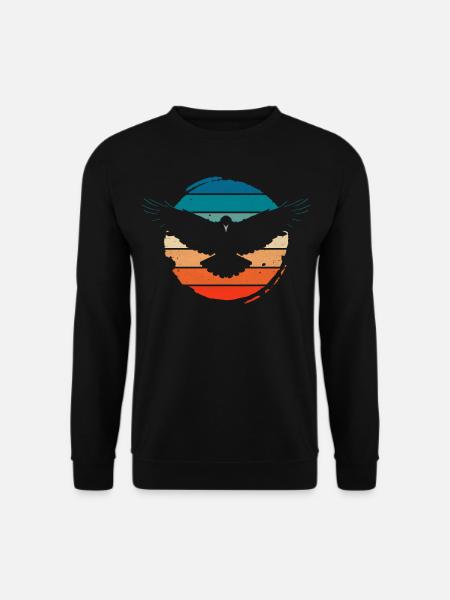 Krähe Rabe Vogel Vintage Retro Design - Unisex Pullover - Schwarz