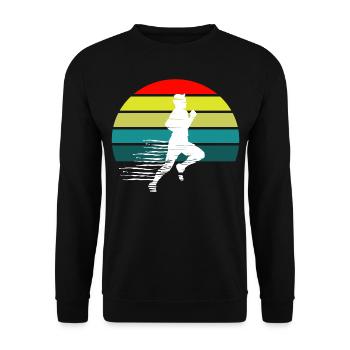Laufender Sportlicher Mann Sunset - Unisex Pullover - Schwarz - Vorne - Alina (178cm) & Michal (187cm)