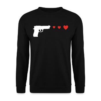 Pistolet d'amour de coeur - Sweat-shirt Unisexe - noir - Devant - Alina (178cm) & Michal (187cm)