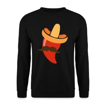 Mexikanische Peperoni Design - Unisex Pullover - Schwarz - Vorne - Alina (178cm) & Michal (187cm)