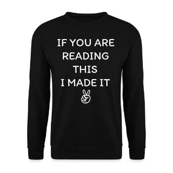 If you are reading this i made it - Unisex Pullover - Schwarz - Vorne - Alina (178cm) & Michal (187cm)