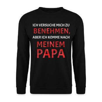 Ich versuche mich zu benehmen - Unisex Pullover - Schwarz - Vorne - Alina (178cm) & Michal (187cm)