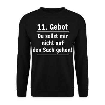 11. Gebot du sollst mir nicht auf den Sack gehen - Unisex Pullover - Schwarz - Vorne - Alina (178cm) & Michal (187cm)