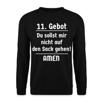 11. Gebot Du sollst mir nicht auf den Sack gehen - Unisex Pullover - Schwarz - Vorne - Alina (178cm) & Michal (187cm)