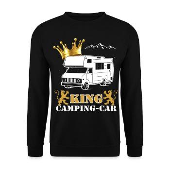 Camper King Geschenk Humor Papy - Unisex Pullover - Schwarz - Vorne - Alina (178cm) & Michal (187cm)