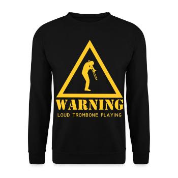 Posaunenspieler Warnung Lauter Posaunenspieler Mus - Unisex Pullover - Schwarz - Vorne - Alina (178cm) & Michal (187cm)