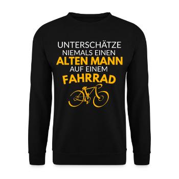 Unterschätze niemals einen alten Mann - Unisex Pullover - Schwarz - Vorne - Alina (178cm) & Michal (187cm)