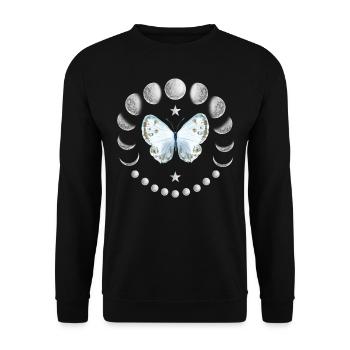 Moon phases with flowers and butterfly moon - Unisex Sweatshirt - black - Front - Alina (178cm) & Michal (187cm)