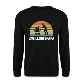 Zwillingspapa Zwillingsvater Papa Vater Zwillinge - Unisex Pullover - Schwarz - Vorne - Alina (178cm) & Michal (187cm)