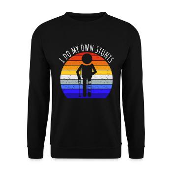 I Do My Own Stunts I - Unisex Pullover - Schwarz - Vorne - Alina (178cm) & Michal (187cm)