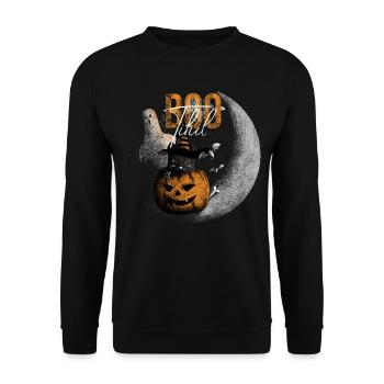 Bootiful Ghost and Black Cat in Crescent Moon - Sweat-shirt Unisexe - noir - Devant - Alina (178cm) & Michal (187cm)