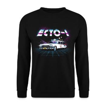 Ghostbusters ECTO-1 Neon - Unisex Pullover - Schwarz - Vorne - Alina (178cm) & Michal (187cm)