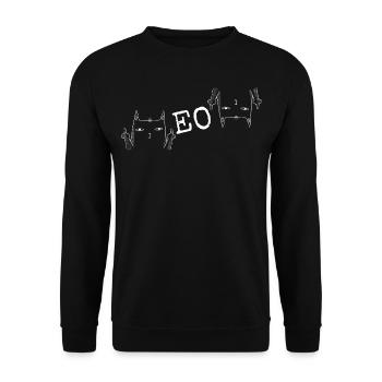 Meow Miau Middle Finger Cat Drôle Homme Femme Fun - Sweat-shirt Unisexe - noir - Devant - Alina (178cm) & Michal (187cm)