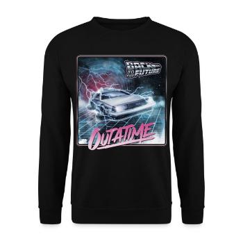 Back To The Future Outatime Delorean Time Machine - Unisex Sweatshirt - black - Front - Alina (178cm) & Michal (187cm)