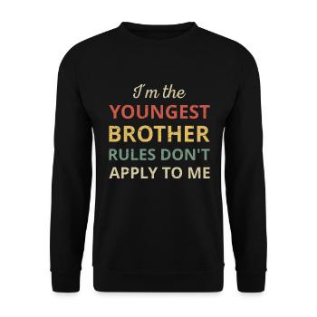Les règles du plus jeune frère correspondant ne s’appliquent pas à moi - Sweat-shirt Unisexe - noir - Devant - Alina (178cm) & Michal (187cm)