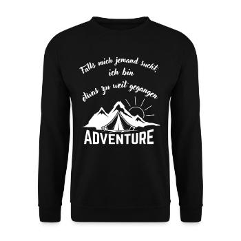 Falls mich jemand sucht, ich bin etwas zu weit... - Unisex Pullover - Schwarz - Vorne - Alina (178cm) & Michal (187cm)