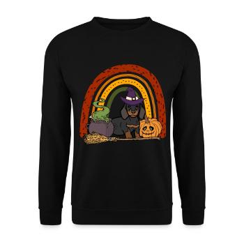 Cute Dachshund Halloween Costume Dog - Unisex Sweatshirt - black - Front - Alina (178cm) & Michal (187cm)